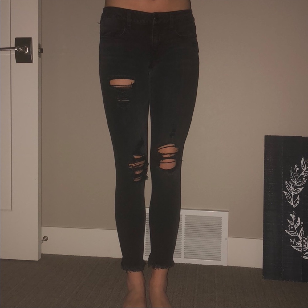 black jean shorts. american eagle!
